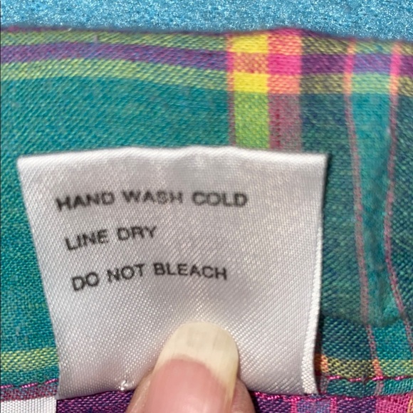 SUN STREAK plaid short sleeve button up multi color cotton camp shirt size S - Picture 7 of 10